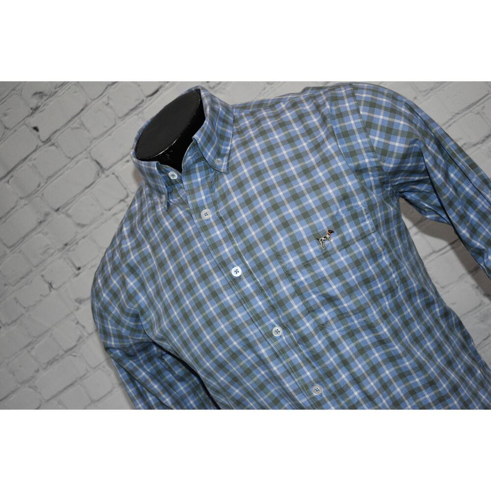Southern Point Co. Dress Shirt Men Size Small Pointer Dog Blue Plaids
